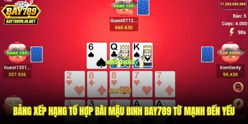 Bảng xếp hạng tổ hợp bài mậu binh Bay789 từ thùng phá sảnh đến mậu thầu